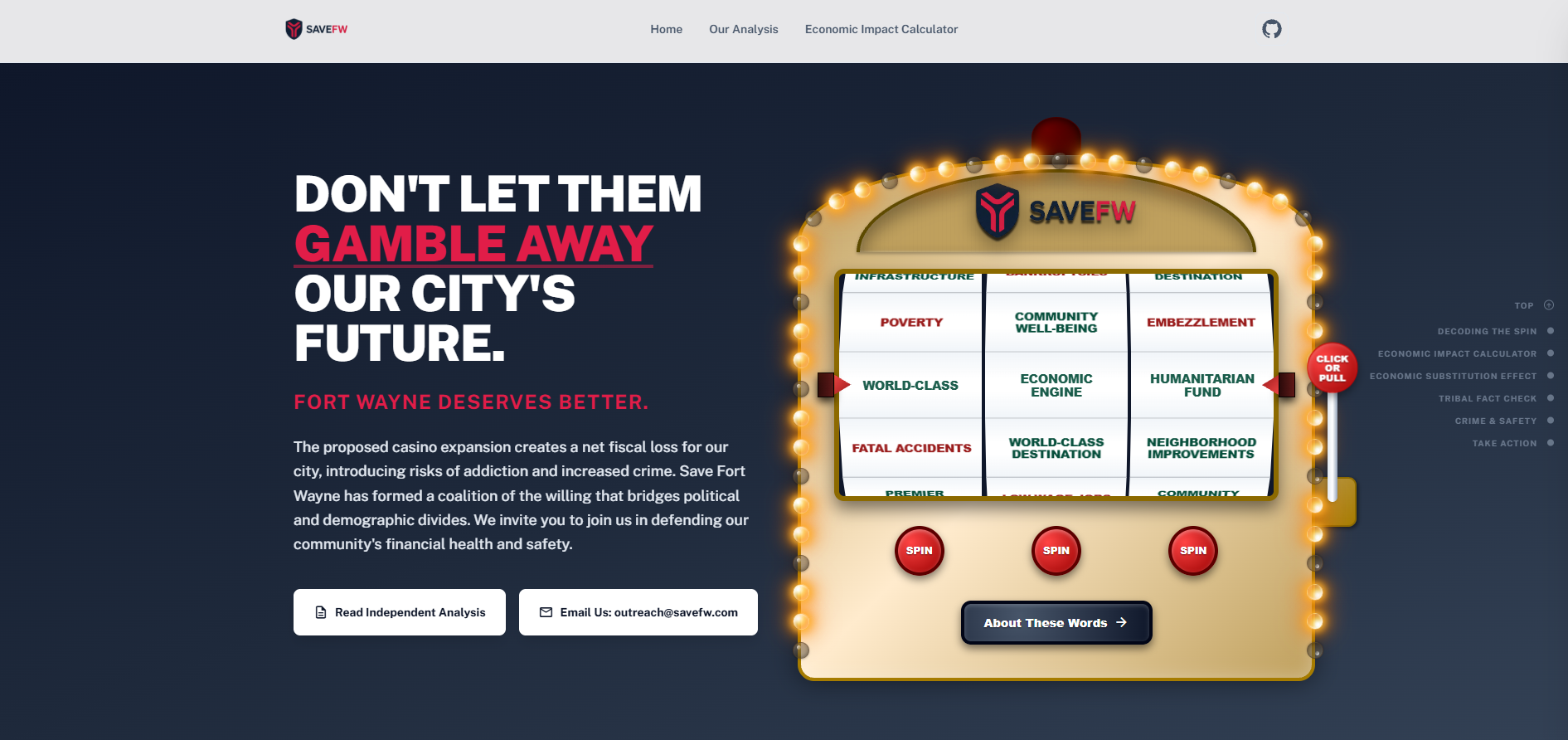 Save Fort Wayne Website Preview